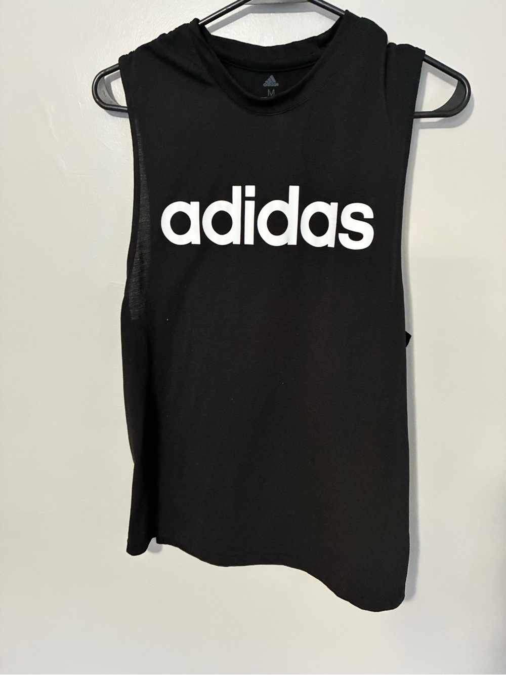 adidas Black Tank Top with White Logo mens medium